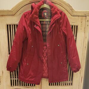 Gallery Petite Red Heavy Weight Winter Coat with Removable Hood
